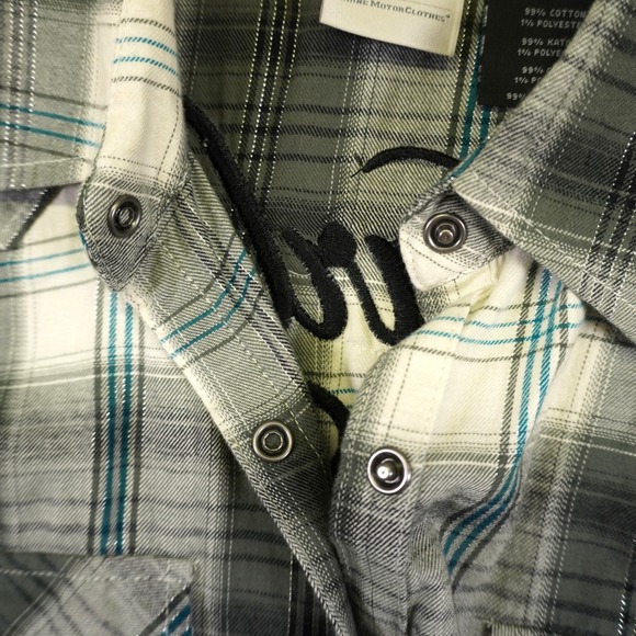 Harley Davidson Western Shirt Womens L Grey Plaid Snap Front Embroidered Back - Picture 3 of 9
